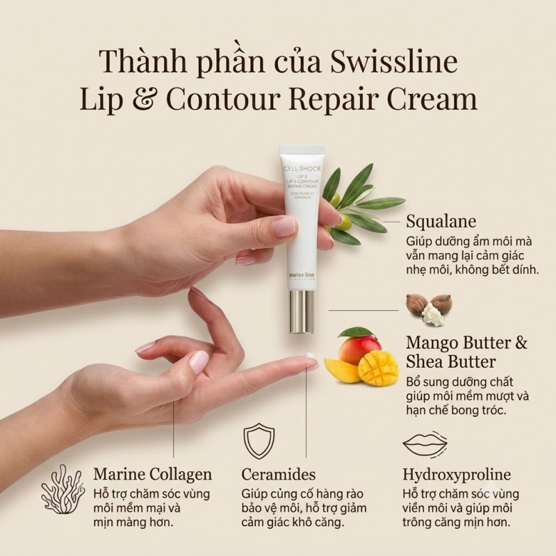 Kem dưỡng trẻ hóa làm đầy rãnh nhăn và cho bờ môi căng mọng _ Cell Shock Lip & Contour Repair Cream 15ml